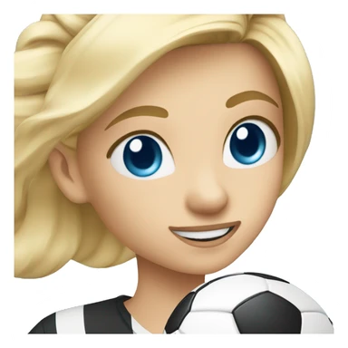 blonde young girl blue eyes kicking a soccer ball sticker