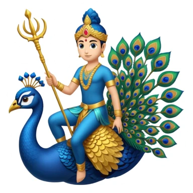 Give Lord murugan with blue peacock and vel staff as keypad emoji sticker