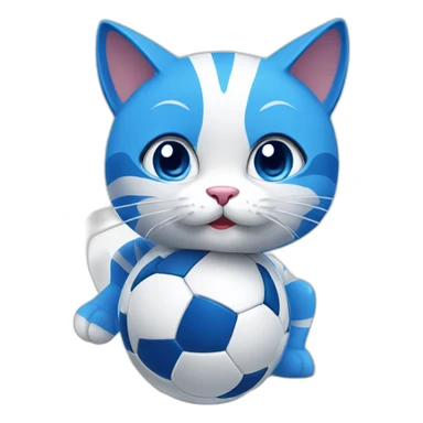 Blue and white cat playing soccer sticker