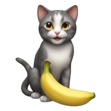 cat eat banana sticker