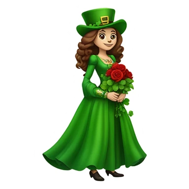 A very short Short leprechaun giving red roses and clovers to a much taller brown haired queen sticker