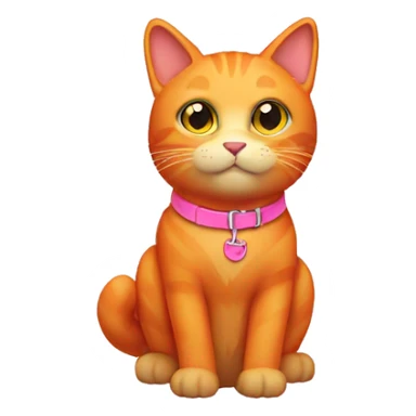 All orange cat with pink collar sticker