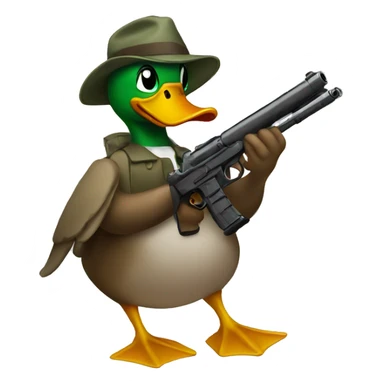 Duck holding a gun sticker