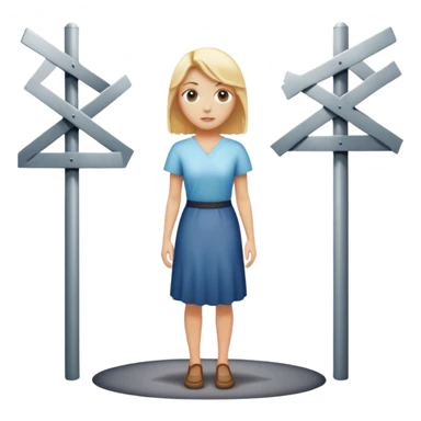 back of blonde woman stands In front at a crossroads between two paths—one illuminated, the other in shadow... scary and sunlight ... sticker