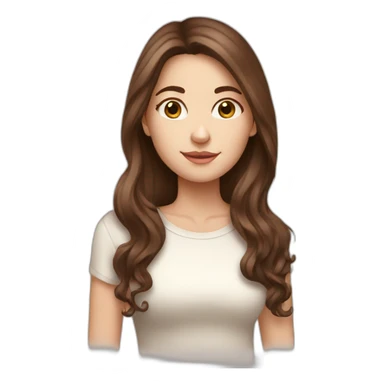 white girl with brown long hair and hot choco sticker