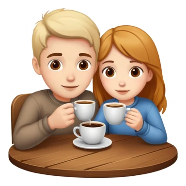 boy and girl sitting at a table sipping coffee sticker