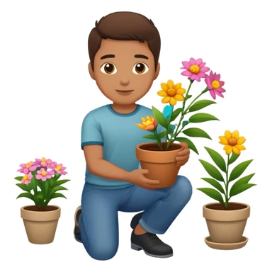 Mozes li mi napraviti emoji muskarca koji kleci i drzi pitar sa cvjecem sticker