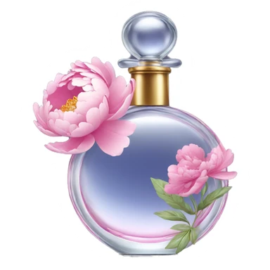 glass perfume bottle with a peony sticker