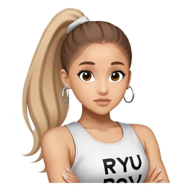 Ariana grande with "ryu" written on toptank sticker