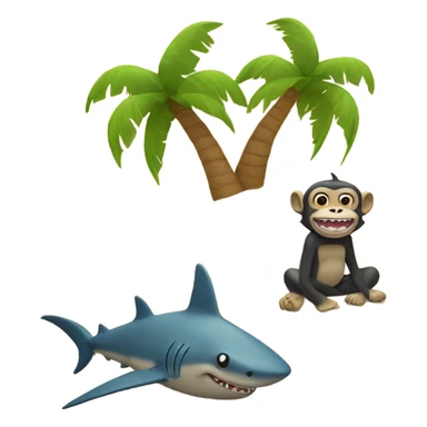 shark and monkey sit at sands sticker