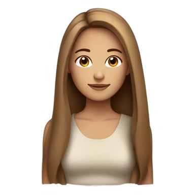 Beautiful woman, straight long light brown hair, brown eyes, cozy sticker