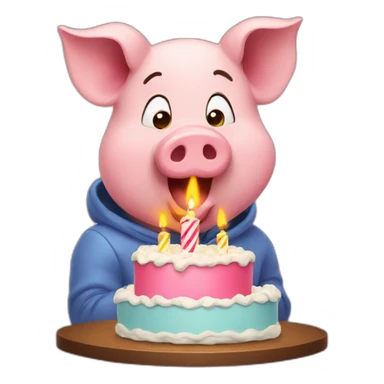 pig blowing out candles sticker