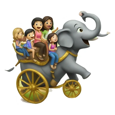 family riding elephant sticker