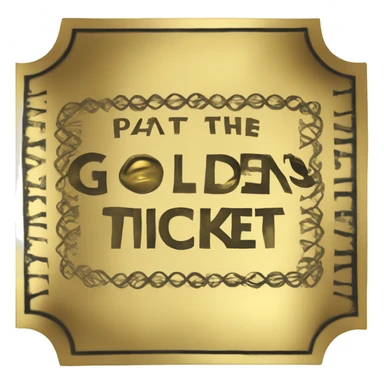 A golden ticket with the words ‘Pat Cohans’ engraved on it sticker