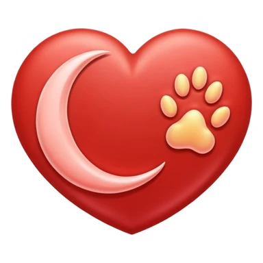 heart with a paw print and a moon sticker