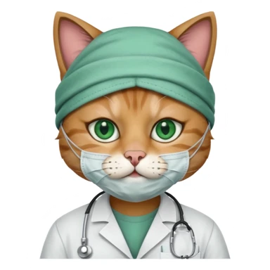 doctor cat, surgeon mask sticker