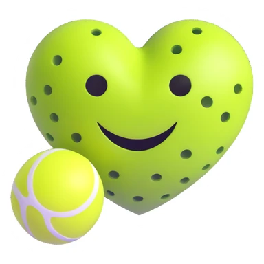 lime green heart shaped like a pickleball sticker