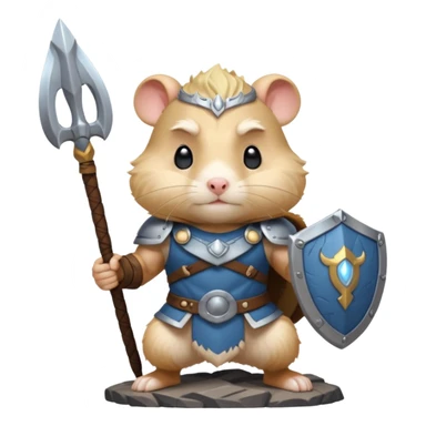 valorous Viking hamster in Valhalla, detailed armor, heroic pose, glowing sky sticker