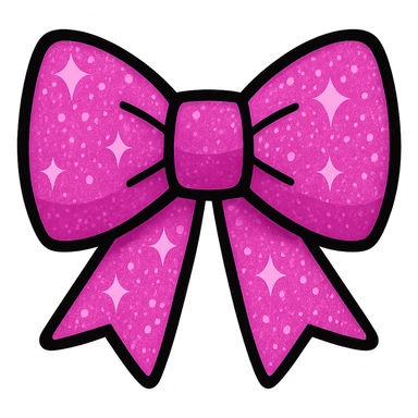 vibrant toon style pink glitter bow sticker