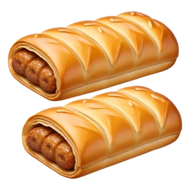 cinematic-realistic-sausage-roll-dish-emoji,-depicted-with-a-crisp,-golden-pastry-wrapped-around-flavorful-sausage,-rendered-with-detailed-textures-sitting ona.     plastic wrapper unrapped  sticker