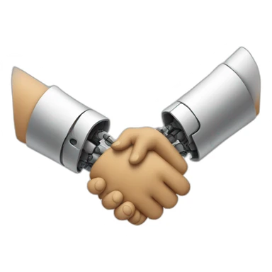 human and robot handshake sticker