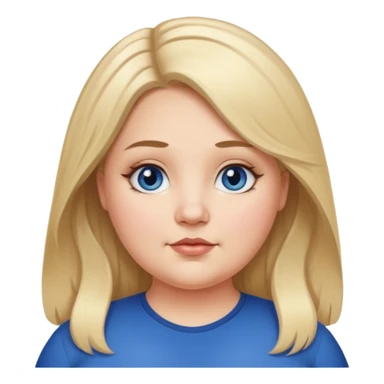 fat white girl long light brunette / blonder8 hair girl with darker roots in her hair middle part and dark blue eyes that's not really tan but not pale double chin sticker