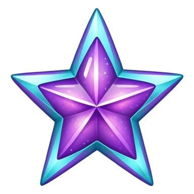 glitter purple and cian star sticker