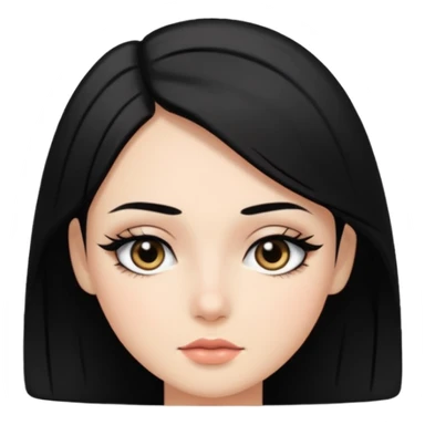 black hair side part with eyeliner  sticker