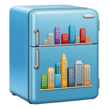 fridge with city magnets sticker