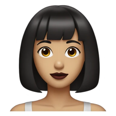 a girl with a dark bob and bangs, burgundy lips. sticker