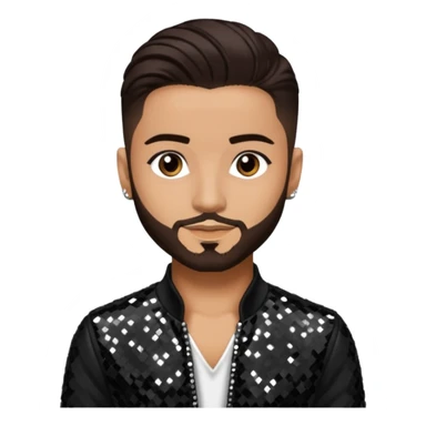 Maluma with dark brown hair, black sequin outfit sticker