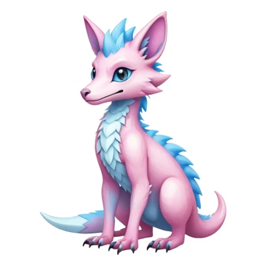 Feral Rare Fantasy cute adorable edgy pastel pink light-blue white iridescent Vernid-Sergal-hybrid by LiLaiRa, markings, tufted ears, full body sticker