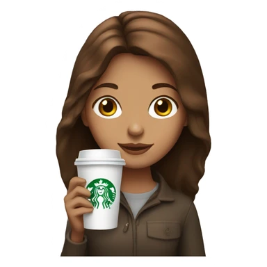 Girl with brown hair holding starbucks coffee sticker