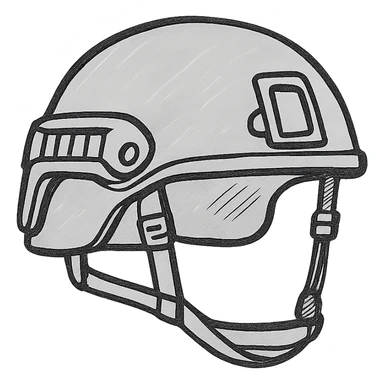 schematic image of modern NATO military helmet, strict technical style, with light gray fill, no text, minimalism sticker