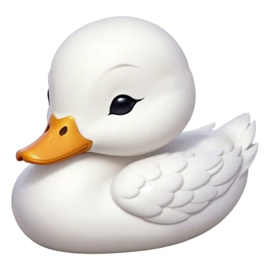 Meme-Worthy Cute Sleeping White Duck Portrait Emoji, Head resting peacefully with a contented smile, showcasing a sleek, graceful build and a luxuriously soft pure white plumage, eyes shut in a serene, restful nap, Simplified yet hilariously adorable features, highly detailed, glowing with a soft, drowsy light, high shine, relaxed and utterly lovable, stylized with an air of playful laziness, bright and heartwarming, soft glowing outline, capturing the essence of a comically sleepy duck, so meme-worthy it feels like it could instantly become the next viral sensation of adorable slumber! sticker