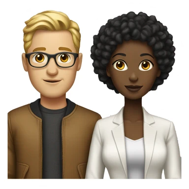couple in stylish outfits white man black girl sticker