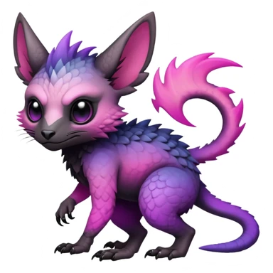 Cool Edgy Black-pink-purple-gradient badass Trico-animal-creature full body sticker