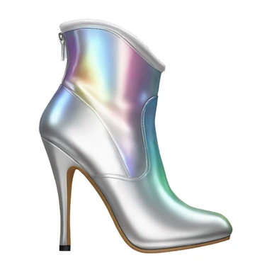Realistic pair of silver to white ombre iridescent high heel ankle boots. sticker