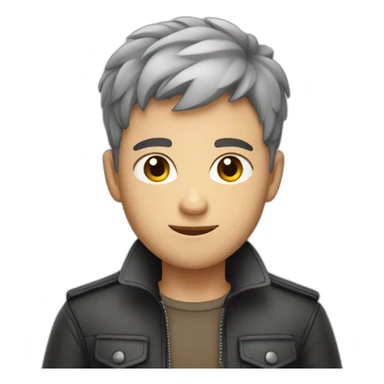 cute guy with very short hair and grey eyes wearing leather sticker