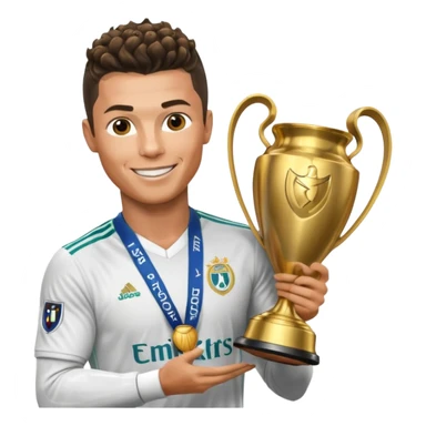 Cristiano Ronaldo holfing the champions league with noodle hair a bit longer noodle hair sticker