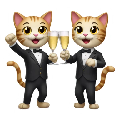 two cats cheers champagne sticker