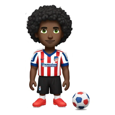 White man with green eyes and black curls Altético de madrid shirt and black shorts white white Nikes sticker