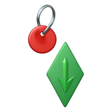 Tag vermelha com uma flecha pra cima verde do lado sticker