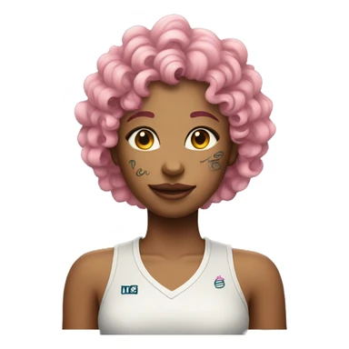 Tennis girl with pink curly hair and tattoos sticker