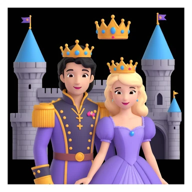 prince and princess disny dress close up photo in castle sticker
