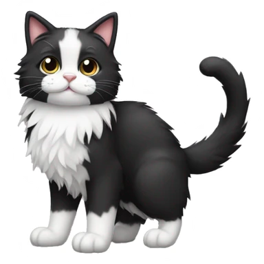 Cute cartoon full body fluffy tuxedo cat sticker