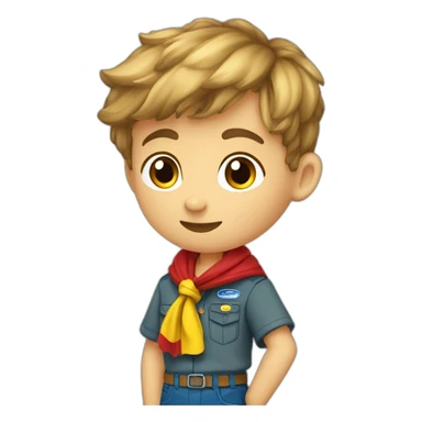 Scout boy with a RED ans YELLOW knotted scarf ans à blue scout shirt sticker