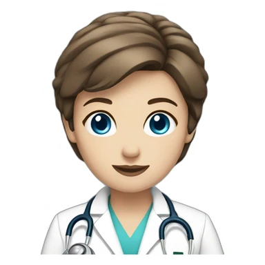 female doctor short brown hair blue eyes sticker
