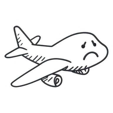 sad black airplane logo, hand-drawn outline, suitable for a program sticker