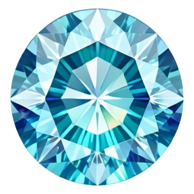 round cut aquamarine gem with delicate blue color, holographic rainbow fire, and brilliant facets sticker